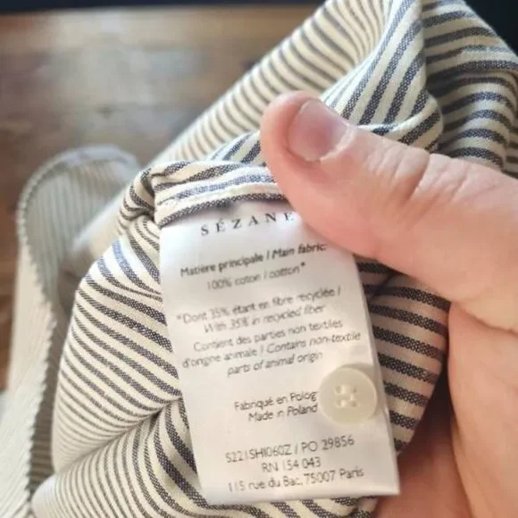 Sezane Tomboy striped button down shirt sz 36 (US 4) - Picture 5 of 5